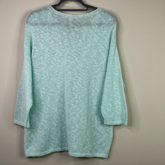 Chico's Slubbed Cotton Semi Sheer Long Sleeve Top Women's Size Large (Chico's 2) - Picture 2 of 9